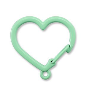 Colourful jewellery findings key chain heart with loop Mint Green