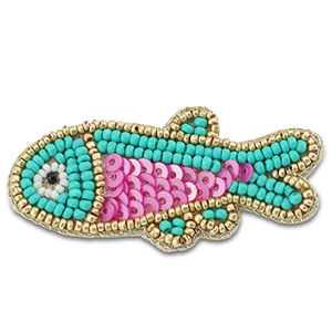 Brooches fish Turquoise-Pink-Gold