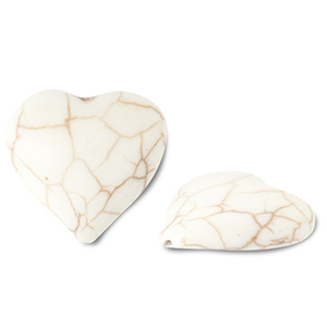 Beads Ceramic heart Off White