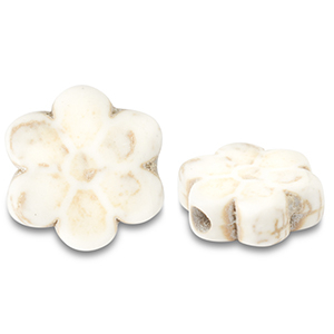 Beads Ceramic flower Off White