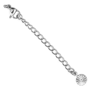Stainless Steel findings extension chain set flower with lobster clasp Silver