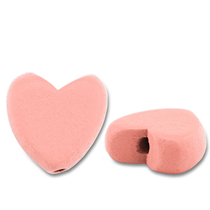 Wooden beads heart Light Pink