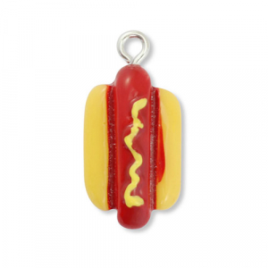 Resin pendants hotdog Dark Red-Yellow