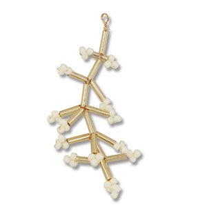 Glass seed beads charms flower Gold-Off White