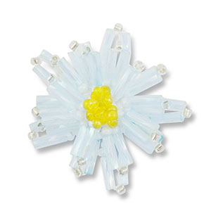 Glass seed beads charms flower Transparent Light Blue-Transparent Yellow-White