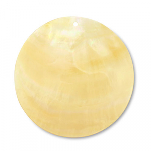 Shell pendants round White (natural colour)-Ochre Yellow