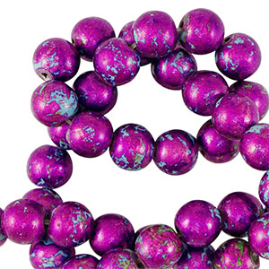 Beads Ceramic 6mm Metallic purple-blue