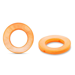 Shell beads 20mm round Orange