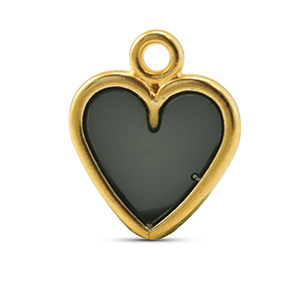 DQ European metal charms heart Black-Gold (Nickelfree)