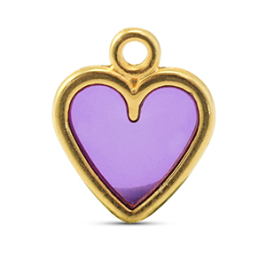 DQ European metal charms heart Purple-Gold (Nickelfree)