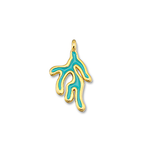 DQ European metal charms coral Turquoise Blue-Gold (Nickelfree)