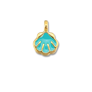 DQ European metal charms shell Turquoise Blue-Gold (Nickelfree)