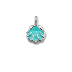 DQ European metal charms shell Turquoise Blue-Antique Silver (Nickelfree)