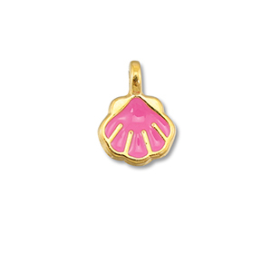 DQ European metal charms shell Magenta Pink-Gold (Nickelfree)