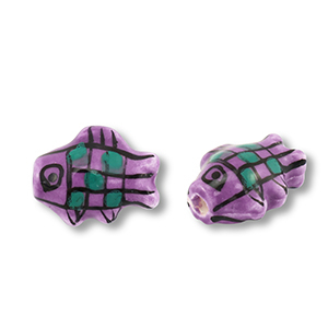 Beads ceramic fish Purple-Green-Black