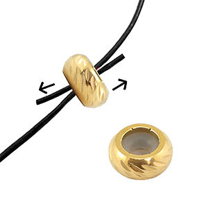 Stainless steel findings smart stopper bead with motif 10mm Gold