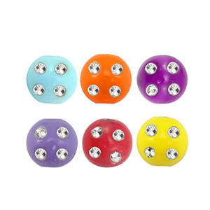 Acrylic beads with rhinestone-look Multicolour-Silver