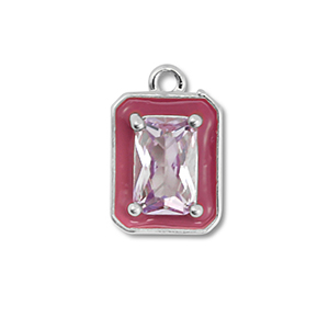 Brass TQ metal charms rectangle Silver-Purple