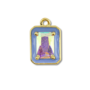 Brass TQ metal charms rectangle Gold-Blue-AB Coating