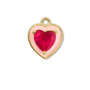 Brass TQ metal charms heart Gold-Cream Pink-Berry Wine Red