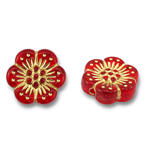 Acrylic beads flower Red-Gold