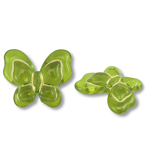 Acrylic beads butterfly Olive Green-Gold