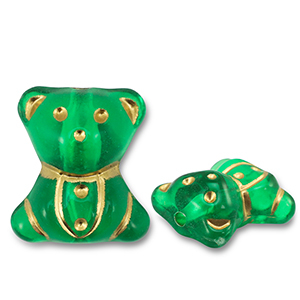 Acrylic beads bear Green-Gold