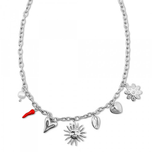 Stainless steel necklaces with charms summer Silver-Red-White