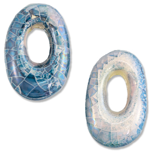 DQ greek ceramic beads oval mosaic Brisk blue-Off White-Lila