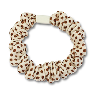 Scrunchie hair tie dots Off White-Brown