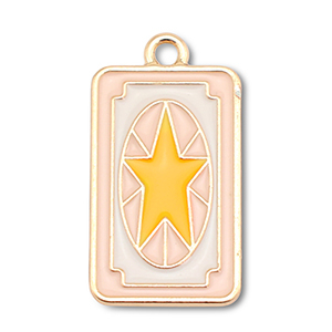 Metal charms enamel card with star Gold-Light Pink-White-Yellow