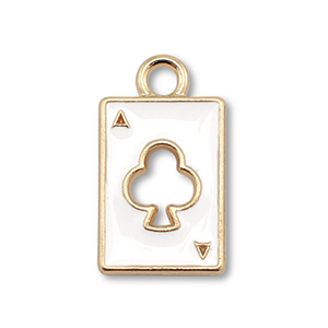 Metal charms enamel card Gold-White