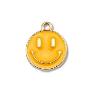 Metal charms enamel smiley Gold-Light Orange