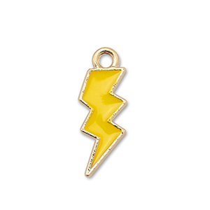 Metal charms enamel lightning Gold-Yellow