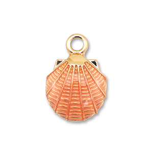 Metal charms enamel shell Gold-Peach Pink