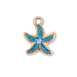 Metal charms enamel starfish Gold-Blue
