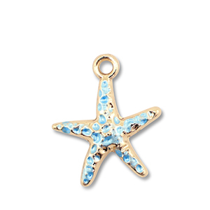 Metal charms enamel starfish Gold-Light Blue
