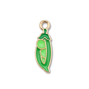 Metal charms enamel bean Gold-Green