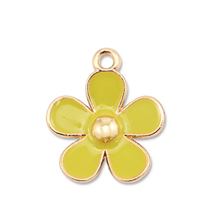 Metal charms enamel flower Gold-Yellow