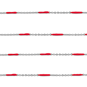 Stainless steel findings belcher chain with rod Silver-Red