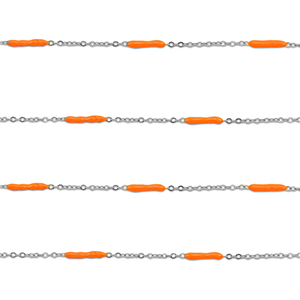 Stainless steel findings belcher chain with rod Silver-Orange