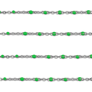 Stainless steel findings belcher chain 1mm Silver-Green
