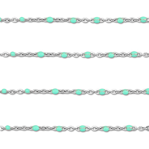 Stainless steel findings belcher chain 1mm Silver-Mint Turquoise