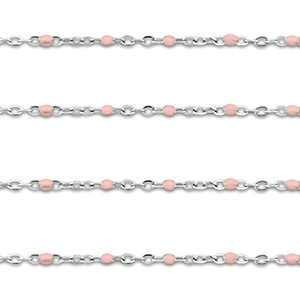 Stainless steel findings belcher chain 1mm Silver-Light Pink