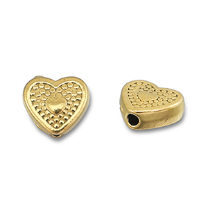 Stainless steel beads heart Gold