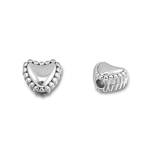 Stainless steel beads heart Silver