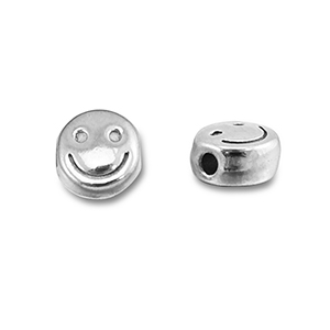 Stainless steel beads smiley Silver