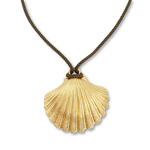 Statement necklaces rope with shell Dark Green-Gold