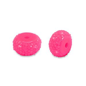 Resin beads rondelle 8mm Neon Pink