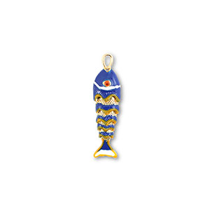 Brass TQ metal charms fish Gold-Blue-Yellow-White